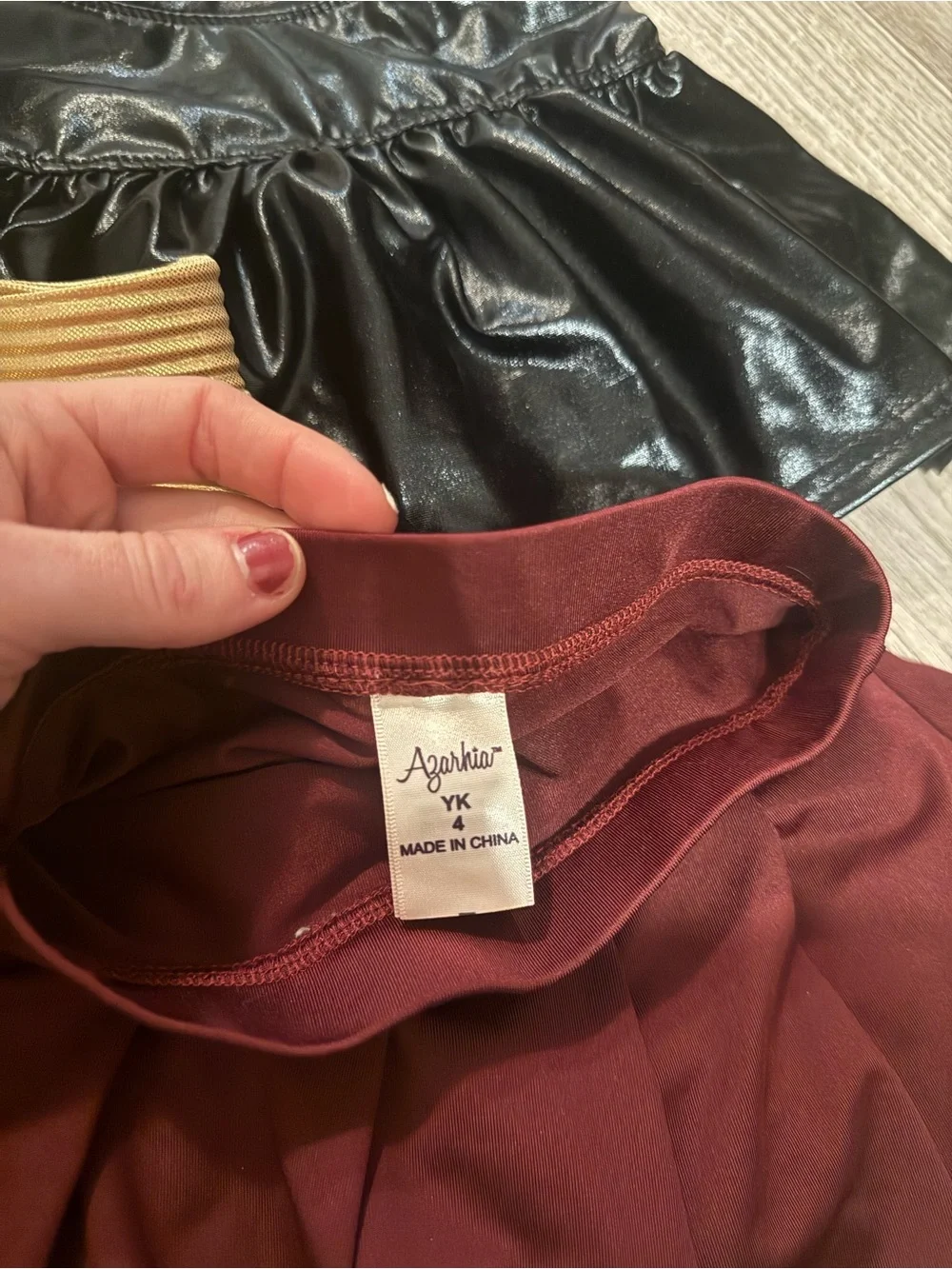 Size 4T Azarhia Skorts Set of 3 Gold, Maroon & Black Metallic